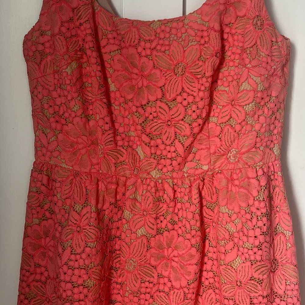 Trina Turk Gaviota Coral Lace Sleeveless Dress sz 4 - Picture 9 of 11